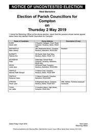 Notice of Uncontested Election