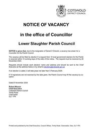 NOTICE OF COUNCILLOR VACANCY