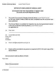 Notice of Conclusion of Annual Audit