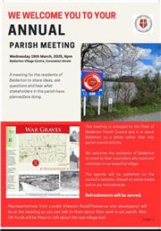 Annual Parish Meeting - Wednesday 19th March - 6pm - Everyone welcome