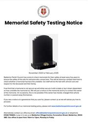 Memorial Testing due to commence at Balderton Cemetery, Mount Road