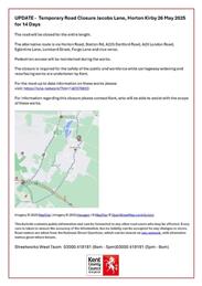 Jacobs Lane Closure - UPDATE