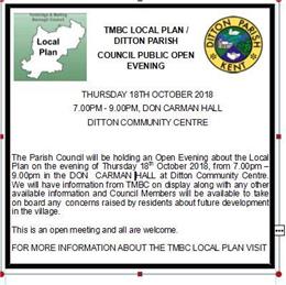 TMBC LOCAL PLAN /  DITTON PARISH  COUNCIL PUBLIC OPEN EVENING