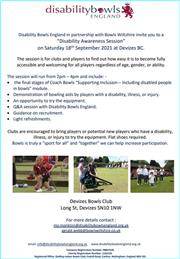 Disability Bowls and Inclusion Workshops