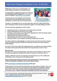 Adult Carers Strategy Consultation open until 22 February