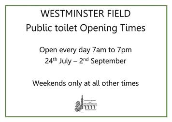 Westminster field Public Toilet Opening Times
