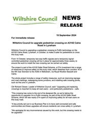 Wiltshire Council News Release