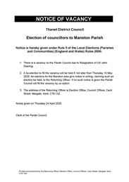 Notice of Vacancy - Manston Parish Council