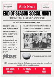END OF SEASON SOCIAL NIGHT