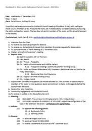 Agenda for Parish Council Meeting - Wednesday 6th December
