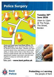Police Surgery 30th June at the Forge in Borden