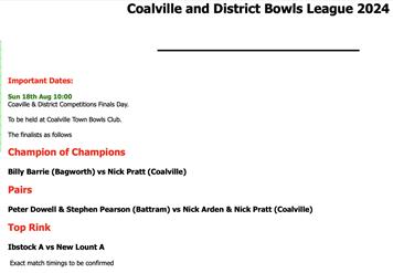 Coalville & District Bowls League Finals Day