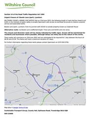Wiltshire Council Traffic Notice Bowds Lane June 23 2022