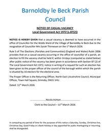 Casual Vacancy for Parish Councillor