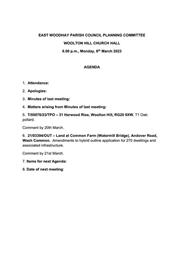 Planning Meeting 06/03/2023