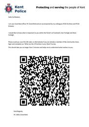 Message from Police Beat Officer PC Greenfield