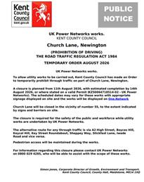 Road Closure - Church Lane, 11 August - 14 August 2026