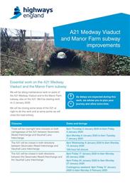 UPDATE: A21 Closures in early 2020 CANCELLED