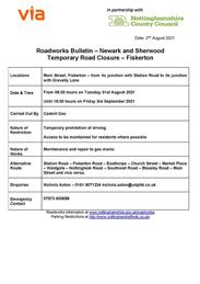 Temporary Road Closure - Main Street, Fiskerton