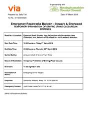 Road Closure on Fiskerton Road