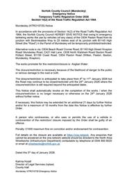 Temporary Traffic Regulation Order