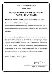 Notice OF VACANCY