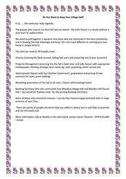 EWVH- Volunteers urgently needed