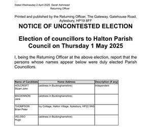 1 May 2025 Elections, Buckinghamshire: Lists of Candidates Published