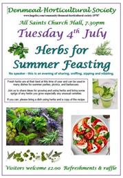 Herbs for Summer Feasting :- Tuesday 4th July