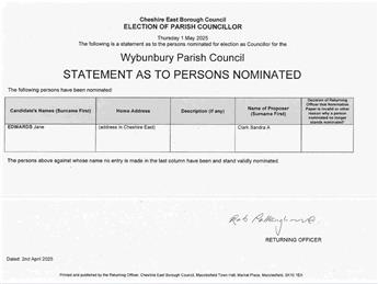 Notice of Uncontested Election