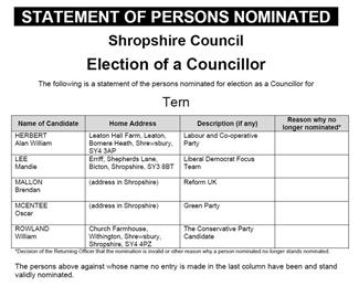 Local Elections 2025 - Statement of Persons Nominated - Tern
