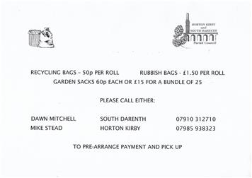 Rubbish, Recycling and Garden Sacks