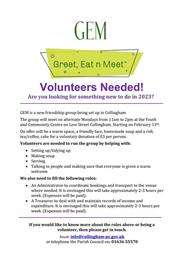 Greet Eat n Meet: Volunteers Needed!