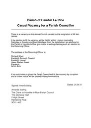 Casual Vacancy for a Parish Councillor