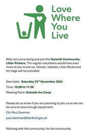 DARENTH COMMUNITY LITTER PICK - SATURDAY 23rd November 2024