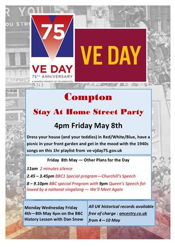  - Compton Stay at Home Street Party for VE Day, Friday 8th May at 4pm