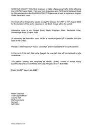 Temporary Traffic Order