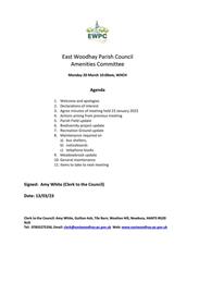 Amenities Committee Meeting 20/03/23
