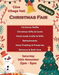 Village Hall Christmas Fair 30.11.2024 FREE ENTRY