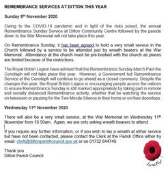 REMEMBRANCE SERVICES 2020