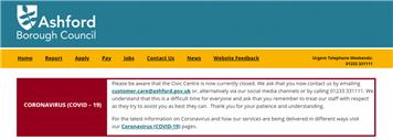 Ashford Borough Council – COVID-19 Contact Changes