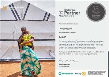 Hoddesdon Rotary Club Celebrates Silver Partner Award for ShelterBox Support