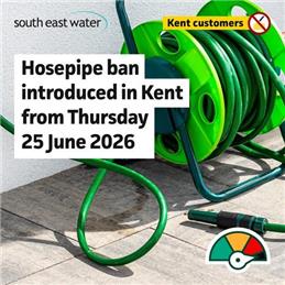 South East Water announcement: Hosepipe ban introduced in Kent from Thursday 25 June 2026