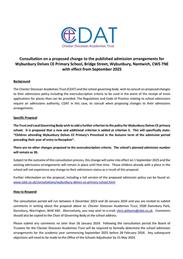 Please see the following updates regarding Admission Arrangements for Wybunbury Delves CE Primary School