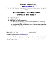 Extraordinary Meeting of the Parish Council 27/01/21
