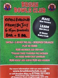 Brush Bowls Club Family Open Evening and BBQ Friday 5th July 6.15pm Onwards
