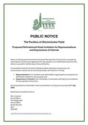 Public Notice - The Pavilion at Westminster Field
