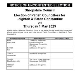 Notice of Uncontested Election & Vacant Seats