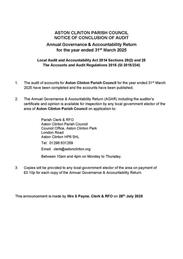 Annual Governance & Accountability Return (AGAR) – 2024/25 Audit Completed