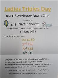 Isle of Wedmore Bowls Club  Ladies Triples Tournament Monday 05th June 2023